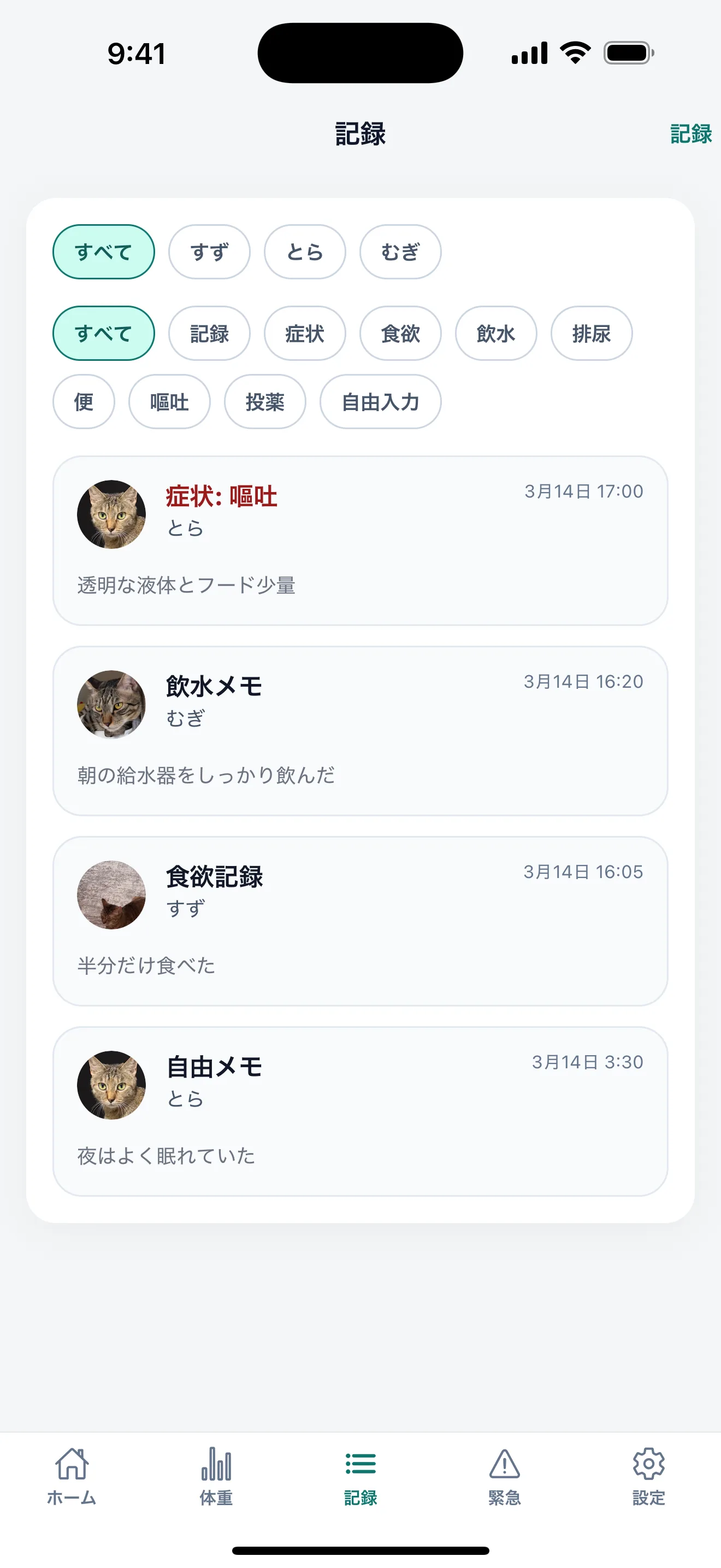 記録画面のスクリーンショット